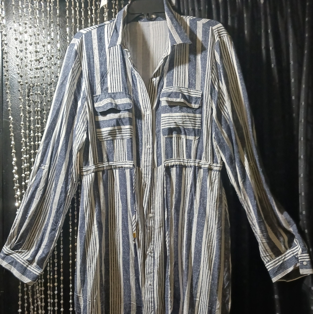 Beautiful Jean inspired blue and white strip summer or fall dress.